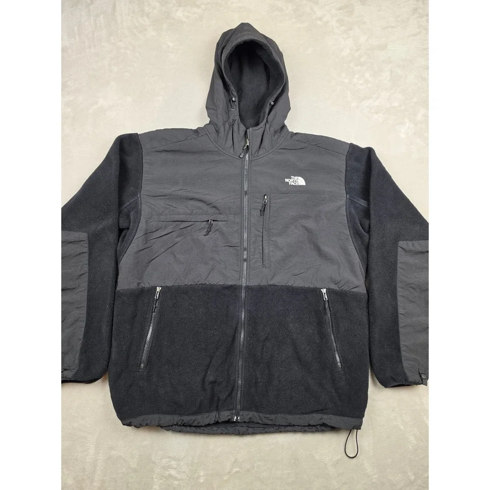 The North Face Denali Hoodie Mens XXL Black Fleece Full Zip Jacket Hooded *Read